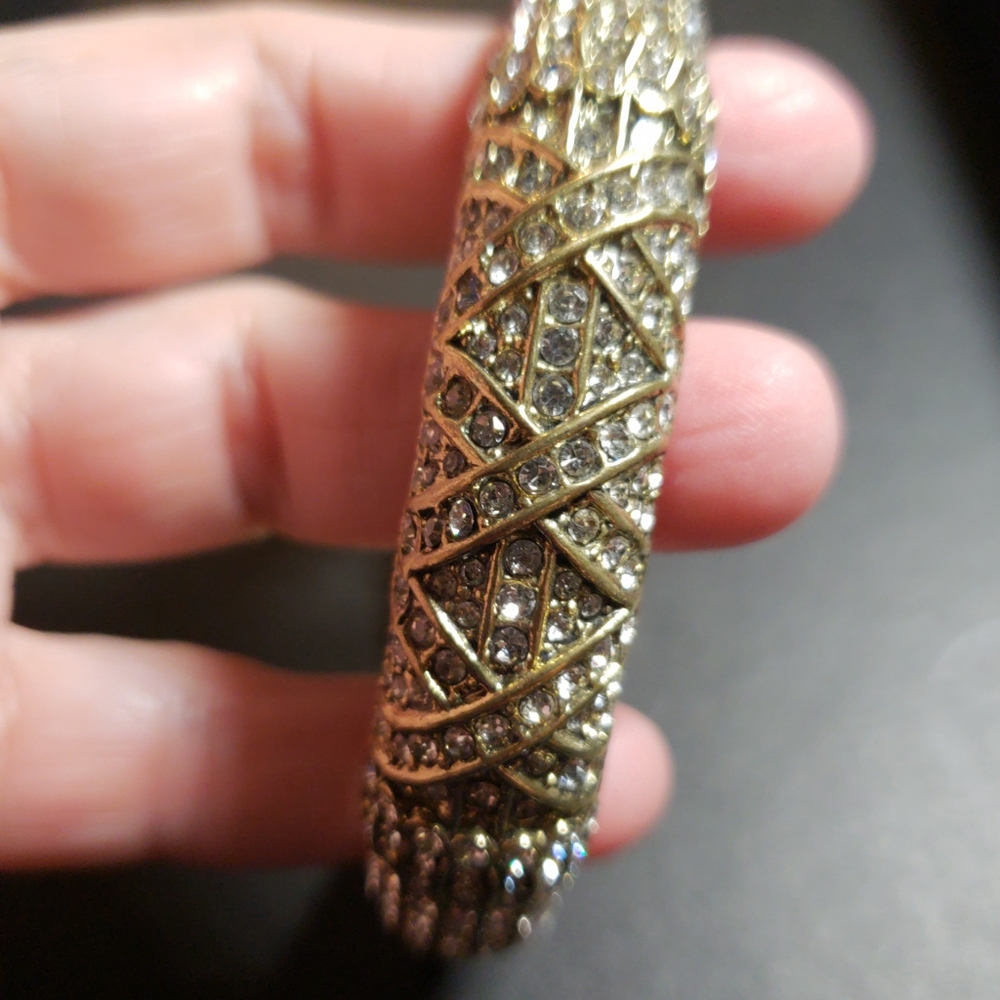 Heidi Daus "Triple Play" Crystal hindged bracelet…
